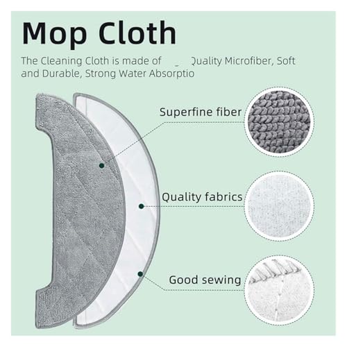 LCHONGMING 8PCS Washable Mop, Compatible for Laresar L6 Pro, Compatible for Airrobo T10+, Vacuum Replacement Floor Cloth Accessories.Mop Cloth