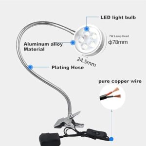 SHHUAOIL Work Lamp 24V/220V Led Work Lights Clamp Base Fast Heat Dissipation Adjust The Lighting Angle Arbitrarily High Brightness Lamp Beads for CNC Machine Tool Lighting(7w,220v)