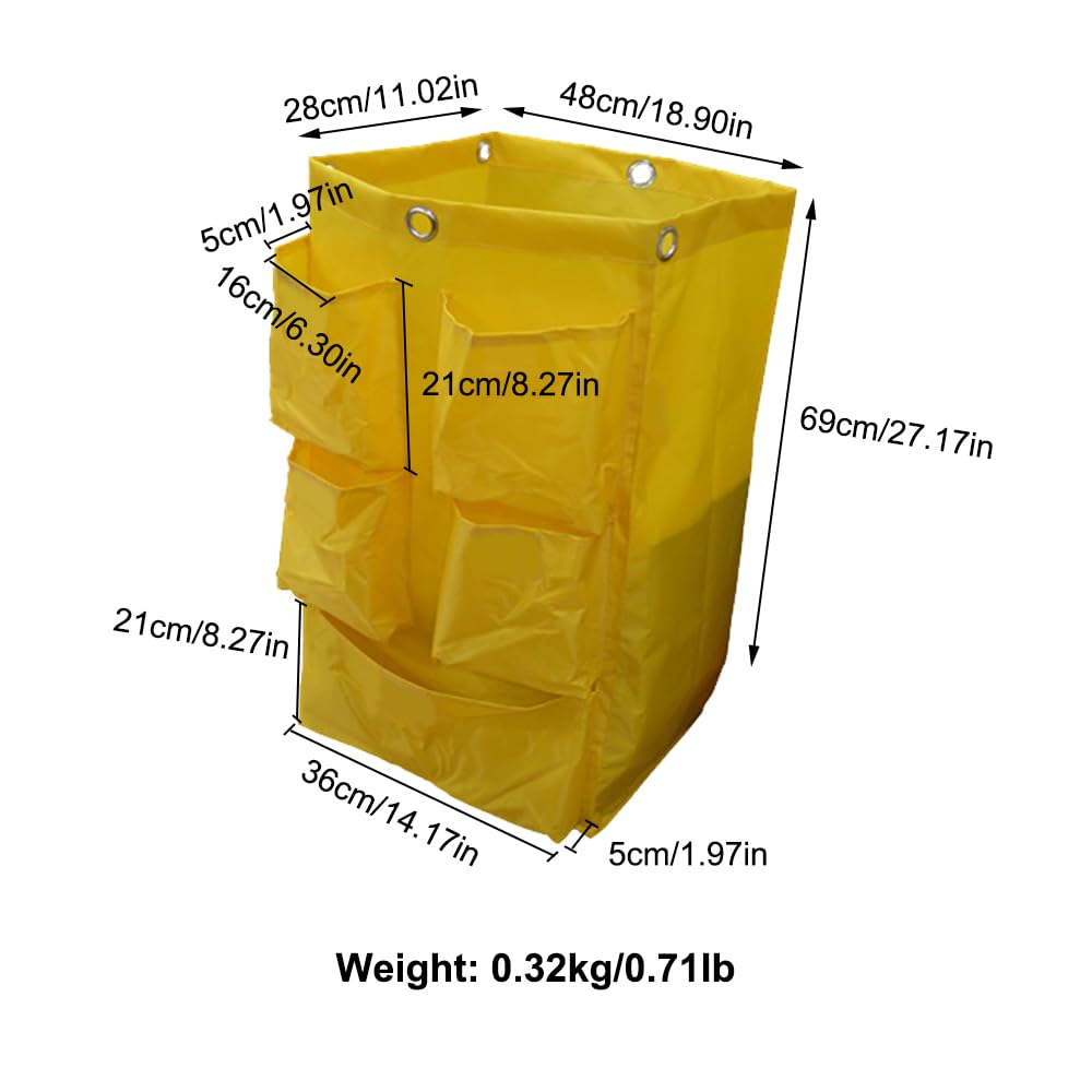 SagaSave Cleaning Cart Bag Replacement Janitorial Cart Bag Large Capacity Commercial Cleaning Bags for Cleaning Cart Housekeeping Carts, Yellow,18.90 * 11.02 * 27.17in