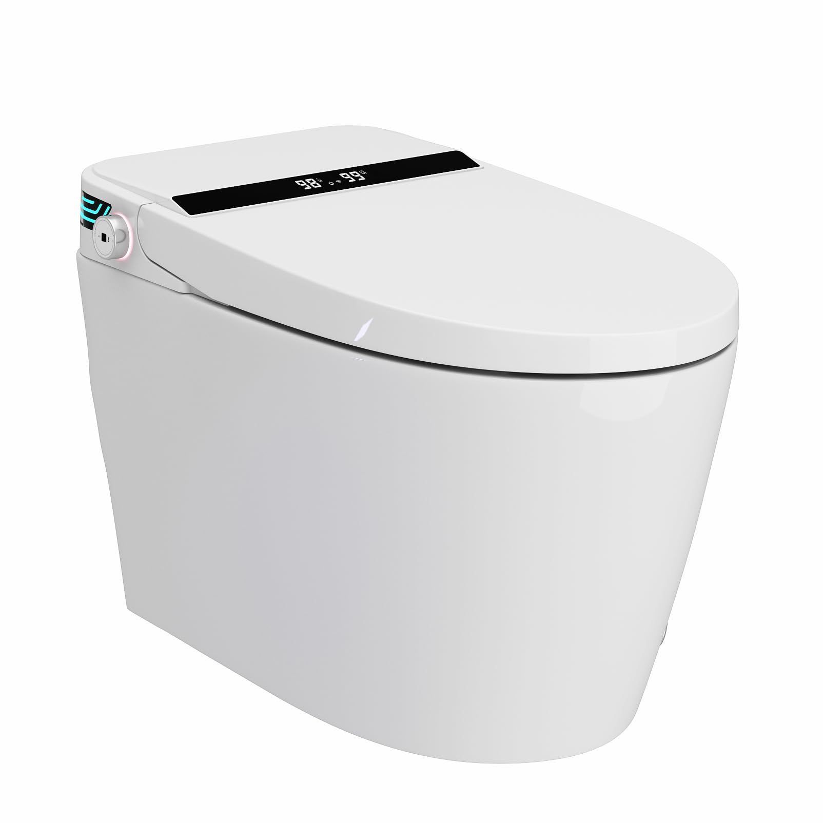 Lovinouse Smart Toilets Bidet, Modern Toilet and Bidets,Power Flush Self Cleaning Tankless Toilet with Bidet,One-piece for Bathrooms,Heated Seat,Water Sprayer & Dry,Foot Sensor Operation,White