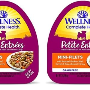 Wellness Petite Entrées Mini-Filets with Roasted Chicken, Beef, Carrots & Green Beans in Gravy, 3-Ounce Cup (Pack of 24)