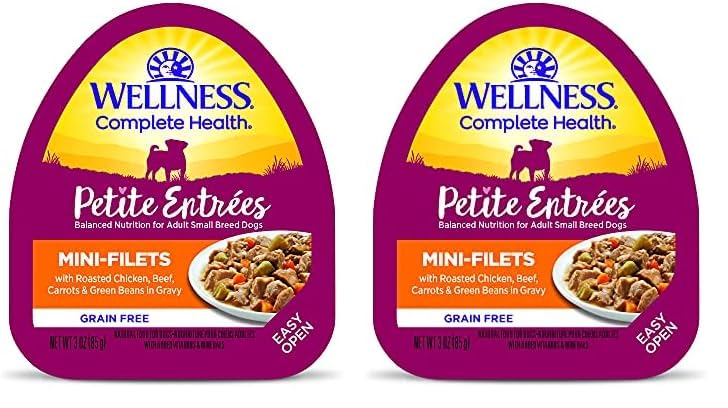 Wellness Petite Entrées Mini-Filets with Roasted Chicken, Beef, Carrots & Green Beans in Gravy, 3-Ounce Cup (Pack of 24)