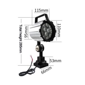 SHHUAOIL Workshop Light Task Lamp Alloy Explosion-Proof Strong Heat Dissipation Wear-Resistant and Not Easy to Aging LED High Brightness One Key Switch for CNC Machine Lighting(Short arm,12w 24v)