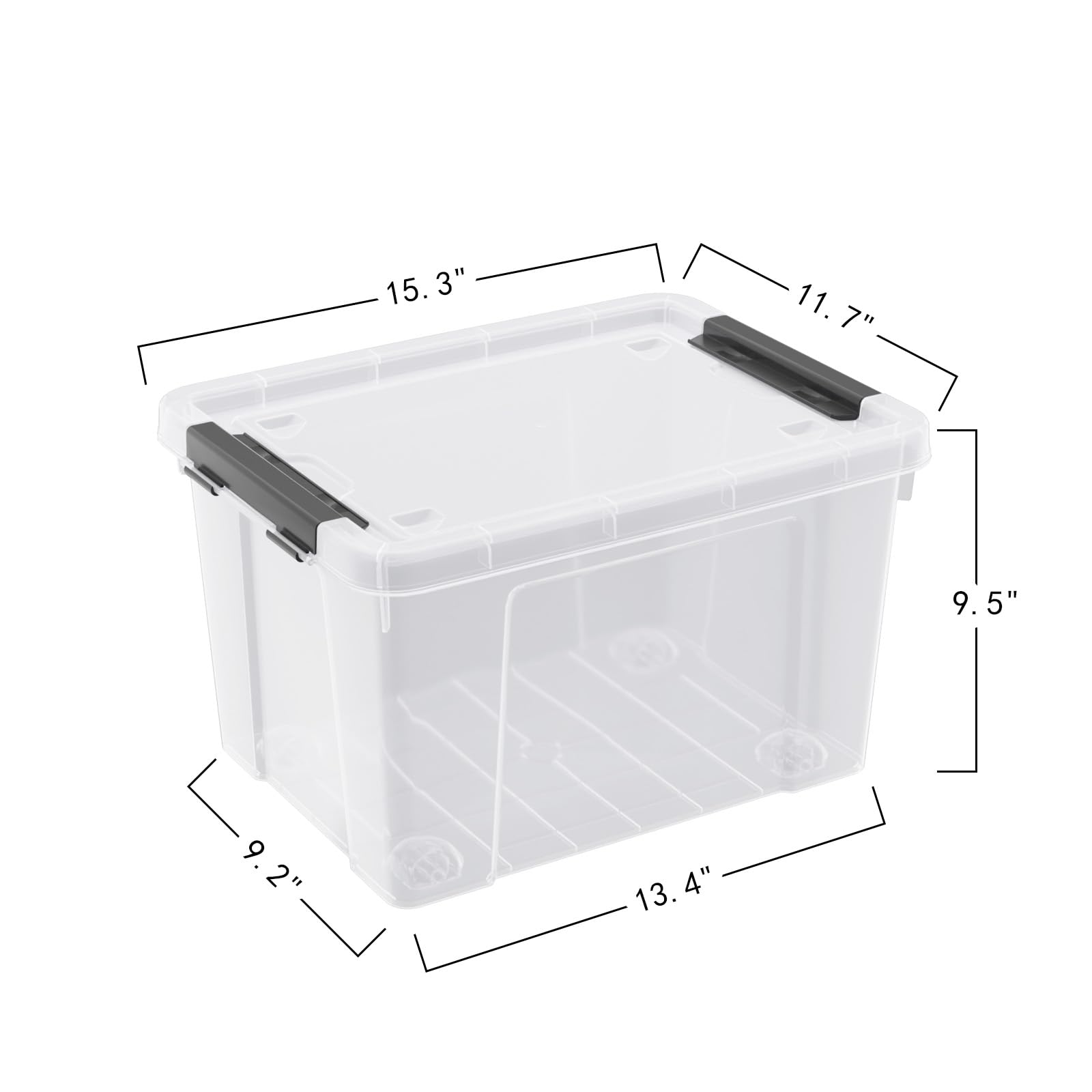 Leendines 4 Pack 22 Quart Plastic Storage Box with Wheels, Clear Storage Latch Box