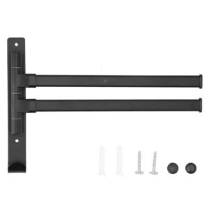 apexare swivel towel rack, rotating collapsible towel bar wall mounted space aluminum holder, modern matte black drying rack, for bathroom, kitchen, balcony, laundry, bedroom