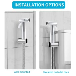 Bidet Stainless Steel Hand Shower, Toilet Sprayer Stainless Steel Shower and Baby Cloth Diaper Spray kit - with Faucet Dispenser, Hose and Hook Toilet or Wall Mount