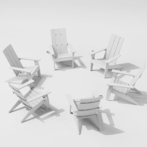 mximu modern adirondack chairs set of 6 weather resistant with cup holder oversize plastic fire pit chairs plastic outdoor chairs for firepit area seating (white)