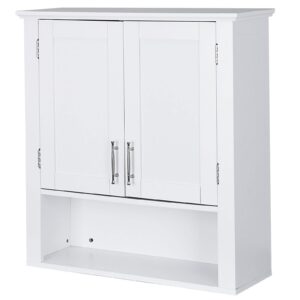 Elegant White Bathroom Wall Cabinet Over Toilet - Stylish 2-Door Medicine Cabinet with Adjustable Inner Shelves for Bathroom and Living Room Organization