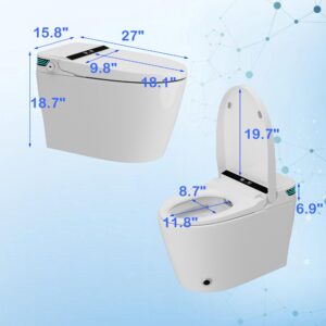 Lovinouse Smart Toilets Bidet, Modern Toilet and Bidets,Power Flush Self Cleaning Tankless Toilet with Bidet,One-piece for Bathrooms,Heated Seat,Water Sprayer & Dry,Foot Sensor Operation,White