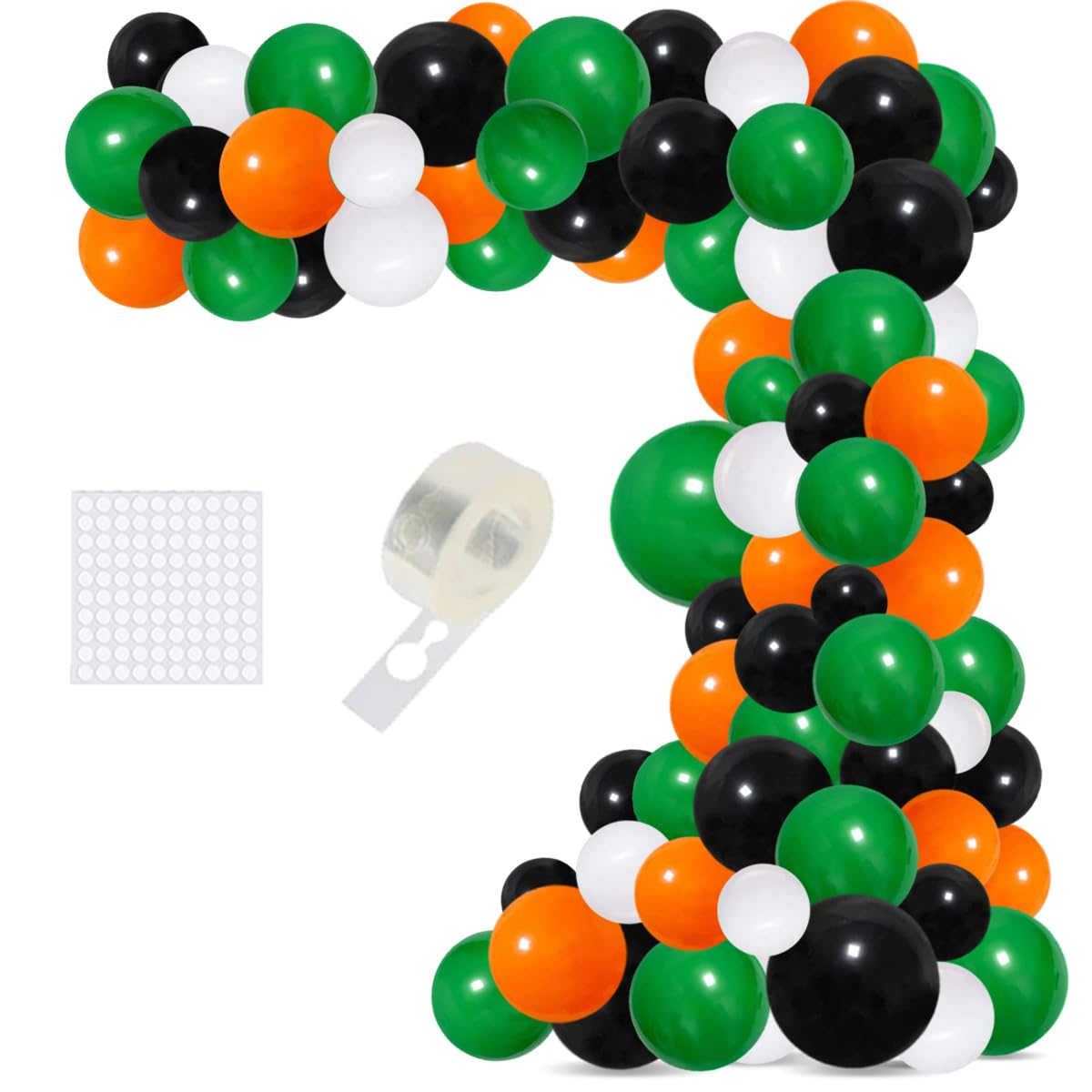 Green Orange Black Balloons Arch Garland Kit - Sport Ball Balloon Arch White Green Black Orange Balloons Video Game Party for Cartoon theme Birthday Graduation Halloween Garden Party Decorations