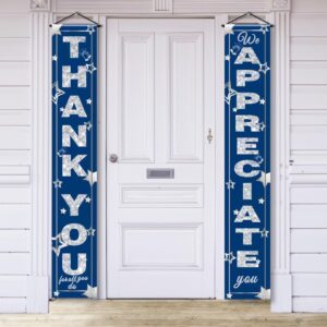 we appreciate you banner decorations thank you door banner thank you for all you do backdrop for teacher employee staff doctors nurse poaster volunteer appreciation week party porch sign - blue silver