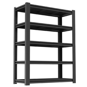 aqy 72" h|48" w garage shelving heavy duty, metal adjustable 5 tier storage shelves, garage industrial shelving utility racks for kitchen, industrial, warehouse, basement, workshop (72" hx48 wx24 d)