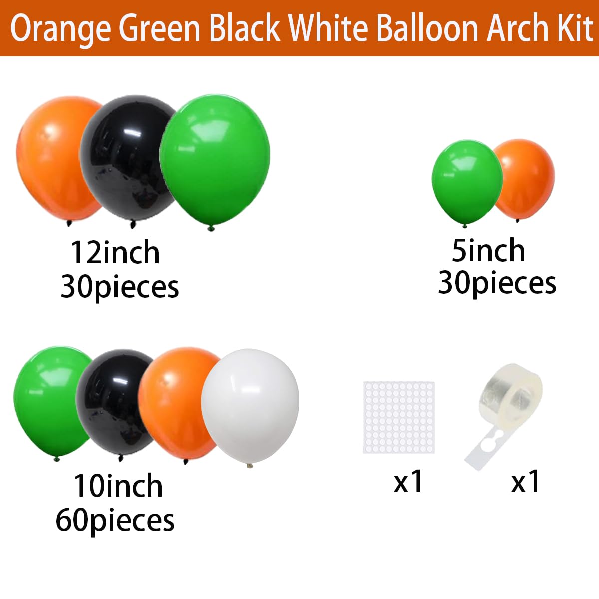 Green Orange Black Balloons Arch Garland Kit - Sport Ball Balloon Arch White Green Black Orange Balloons Video Game Party for Cartoon theme Birthday Graduation Halloween Garden Party Decorations