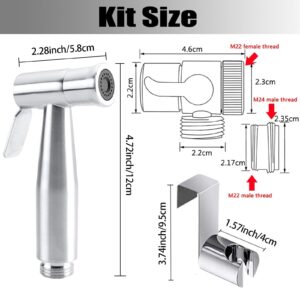 Bidet Stainless Steel Hand Shower, Toilet Sprayer Stainless Steel Shower and Baby Cloth Diaper Spray kit - with Faucet Dispenser, Hose and Hook Toilet or Wall Mount