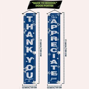 We Appreciate You Banner Decorations Thank You Door Banner Thank You for All You Do Backdrop for Teacher Employee Staff Doctors Nurse Poaster Volunteer Appreciation Week Party Porch Sign - Blue Silver