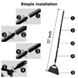 SZJYHQY 4PCS Heavy Duty Broom, Restaurant Angle Broom with Long Pole, Brooms for Sweeeping Indoor, Outdoor Broom for Courtyard Garages Slidewalk, Indoor Broom for Kitchen Lobby Canteen (Black)