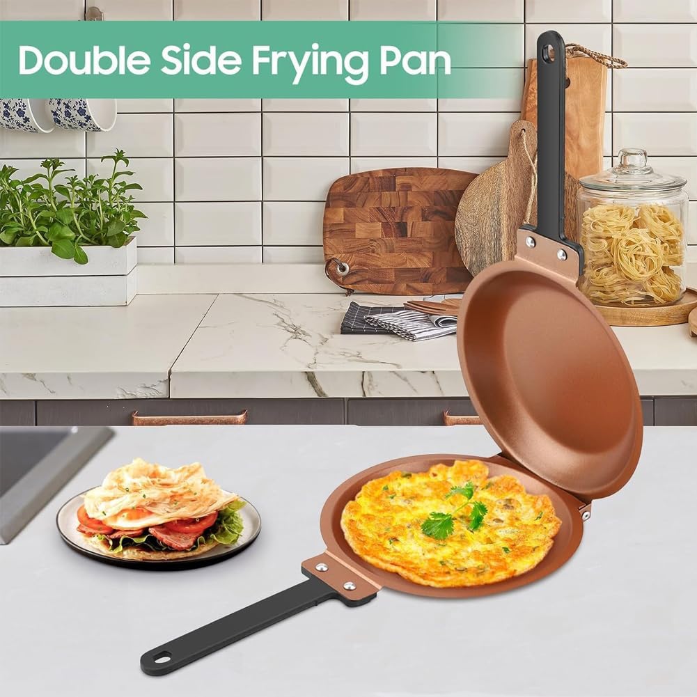 Flipmaster Pancake Pan 2024, Flip Master Pancake Pan, Flipmaster Double-Sided Non-Stick Pancake Maker, Steel Reversible Pan Pancake Maker for Fluffy Pancakes Omelette Frittata, Dishwasher Safe (B)