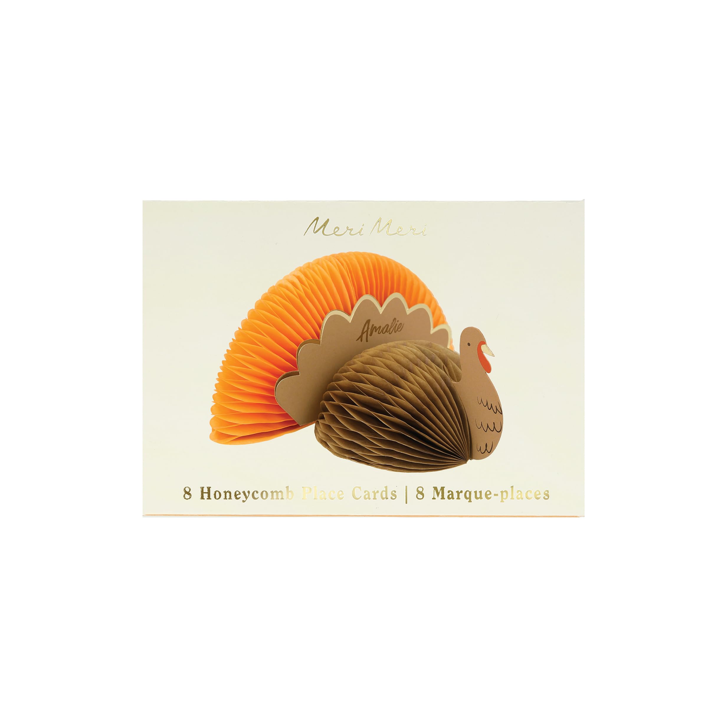 Meri Meri Turkey Place Cards (Pack of 8), 6" x 3" x 4.375" Thanksgiving Place Cards, Reusable Thanksgiving Table Decor