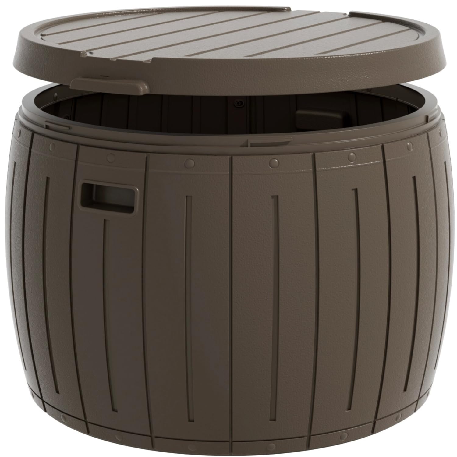 ZZM Round Deck Box Resin Storage Bucket Patio Garden Furniture For Side Table, Picnic Bucket,Beach Towels Box