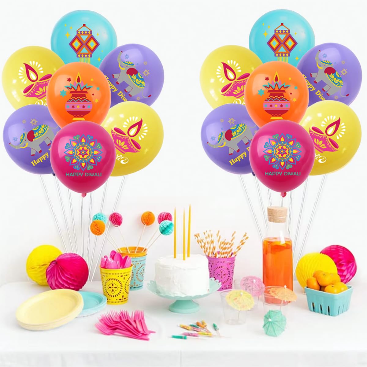 50 PCS Happy Diwali Party Decorations,12 Inch Happy Diwali Balloons,Diwali Hanging Decorations,Diwali Latex Balloons for Indian Deepavali Themed Party Decoration