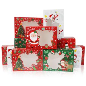 akerock christmas cookie boxes, 12 pcs holiday cookie tins with lid for gift giving and cupcake, candies, food packaging, christmas cookie containers with 4 patterns