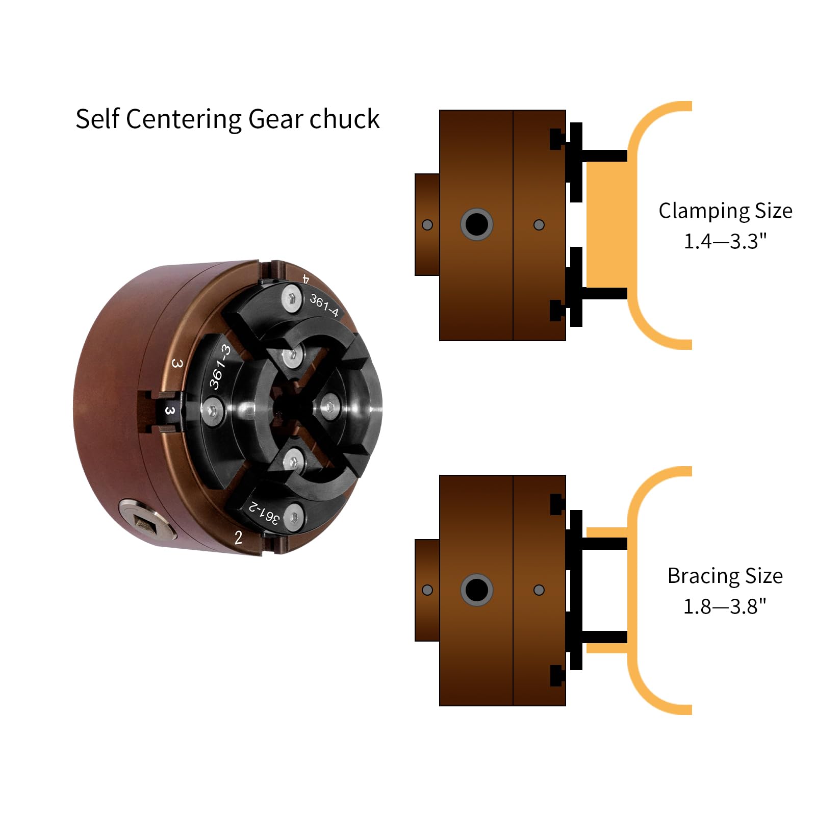 SIIIXS 4 Inch Wood Lathe Chuck Set 1" x 8TPI Thread & 3/4"x16TPI Adapter, Self-Centering 4 Jaw Wood Turning Chuck