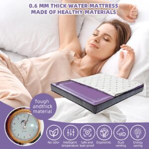 Free Flow Full Wave Water Mattress, PVC Water Bed with Thermostat, Double Exhaust Hole, Ergonomic Design Softside Water Bed Mattress for The Elderly, Children and Adults (California King - 72" x 84")