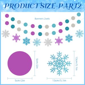 Winter Snowflake Decorations, Frozen Birthday Party Decorations Includes Snowflake Banner Paper Lanterns,Tissue Pom Poms Fan,Winter Wonderland Baby Shower Winter Birthday Party Decorations