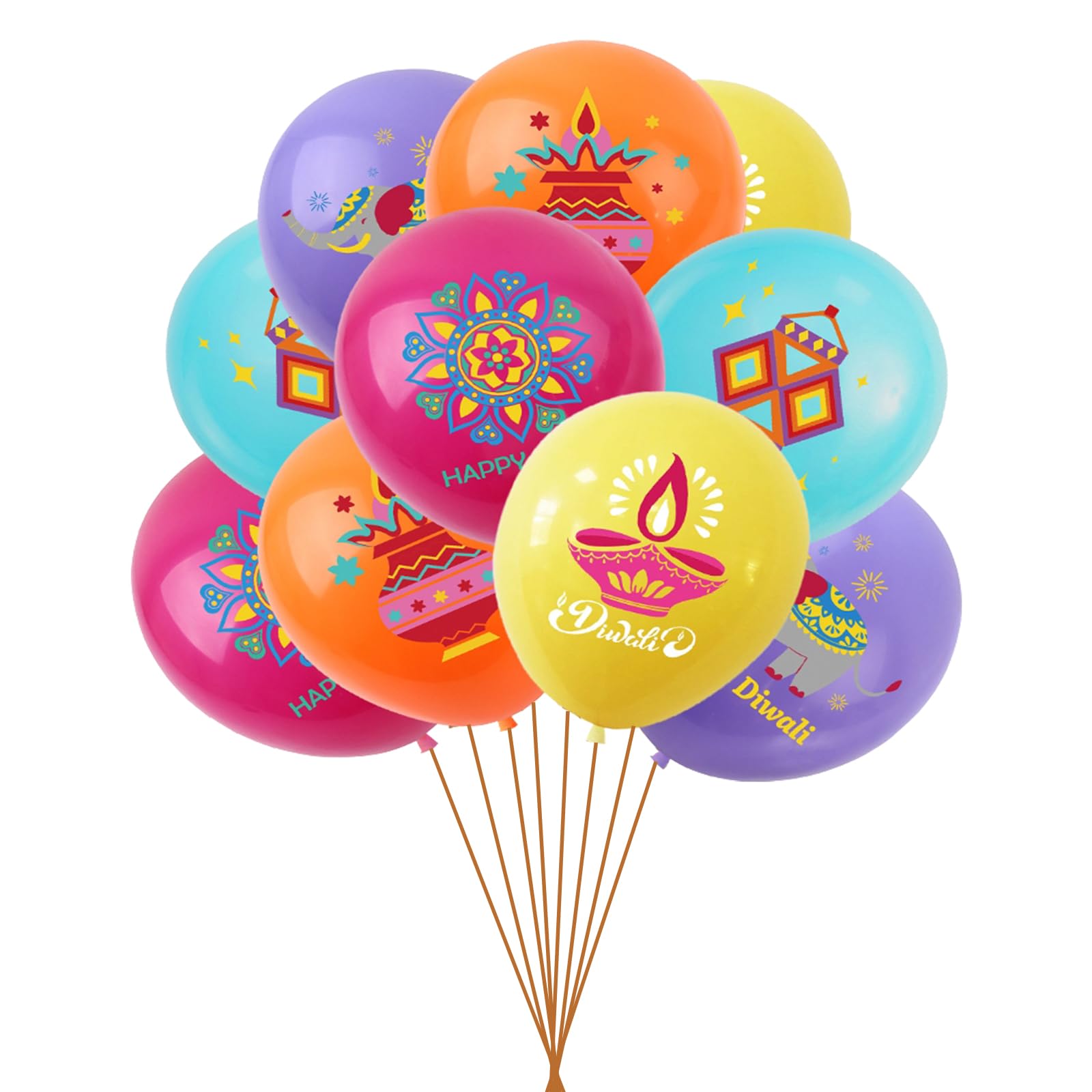 50 PCS Happy Diwali Party Decorations,12 Inch Happy Diwali Balloons,Diwali Hanging Decorations,Diwali Latex Balloons for Indian Deepavali Themed Party Decoration