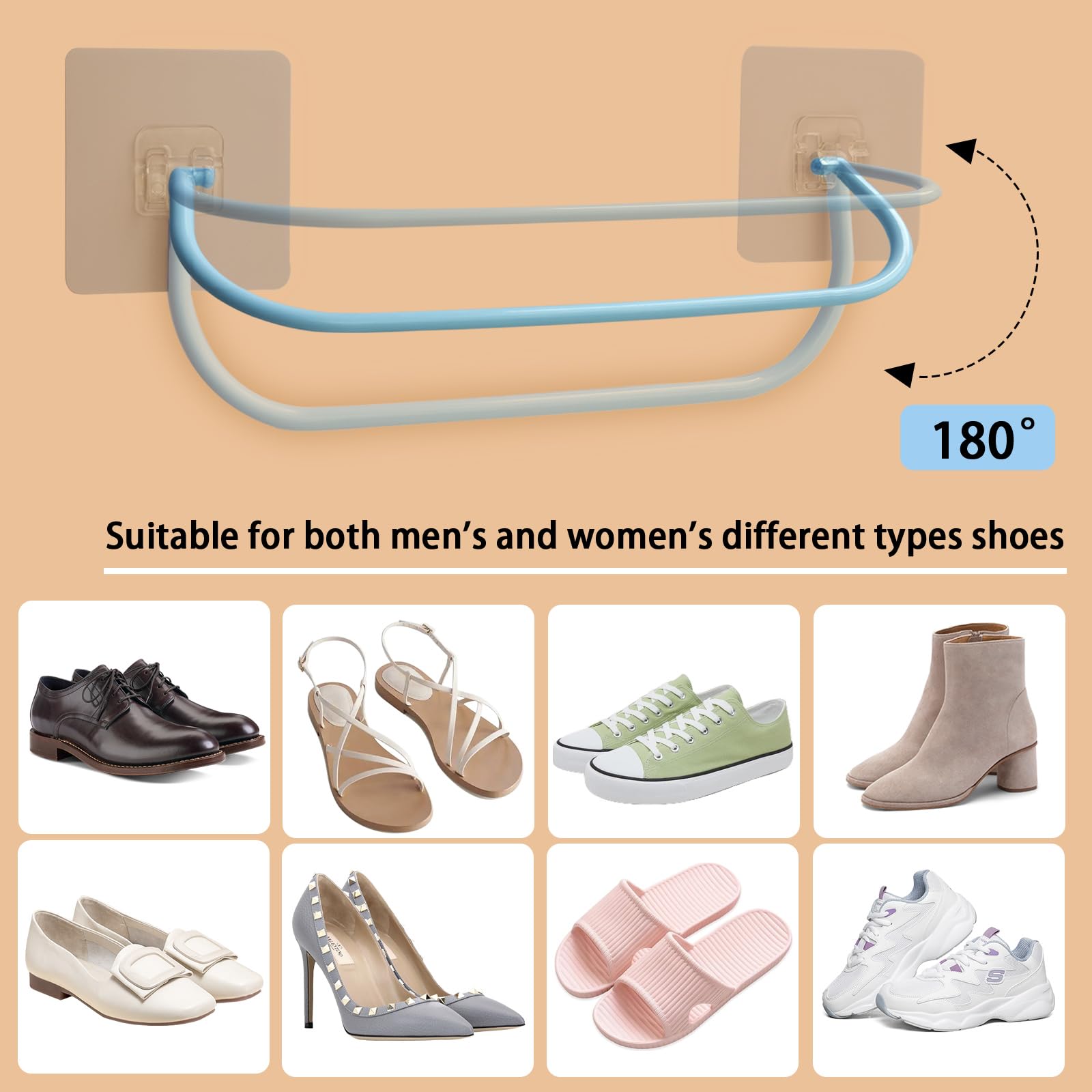 ISYOKE Door Shoe Rack 6Pack,Heavy-Duty Shoe Holder for Door, Door Hanging Shoe Storage Organizer with Sticky Hanging Strips, Perfect for RVs, Bathrooms, and Small Spaces