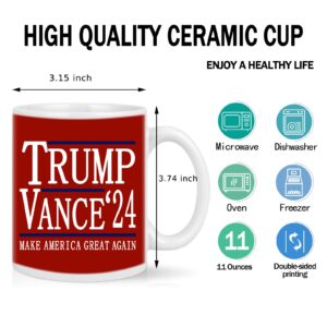 WENSSY Trump Vance 2024 Make America Great Again Mug, Trump 2024 Mug, Trump Vance Novelty 24 Mug, Trump for President of The United States Mug 11 Ounce Red