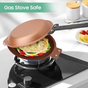 Laaway Flipmaster Pancake Pan, Flipmaster Pan, Double Sided Frying Pan Non Stick, Folding Breakfast Frying Pan for making toasts and omelettes(Green)