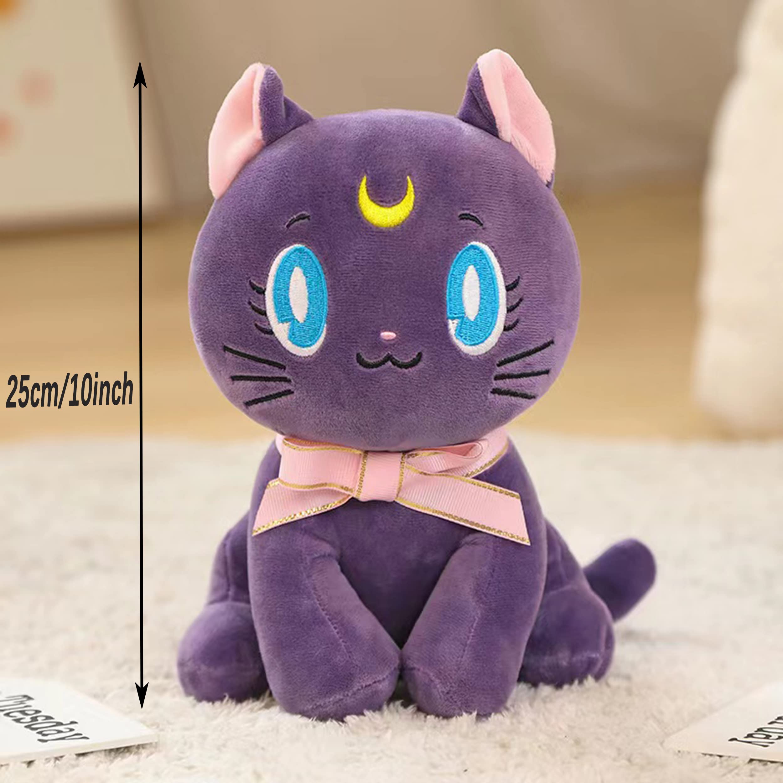 Mannxitzdy Sailor Plush Doll, Purple Cat Plush Stuffed Animal Cartoon Plushie Cute Soft Sofa Plush Toy Figure Pillow Cushion,10 Inch