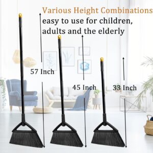 Szjyhqy Heavy Duty Broom, Brooms for Sweeeping Indoor, Angle Broom with Long Pole, Outdoor Broom for Courtyard Garages Slidewalk, Indoor Broom for Kitchen Lobby Canteen Black