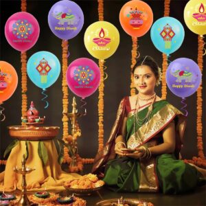 50 PCS Happy Diwali Party Decorations,12 Inch Happy Diwali Balloons,Diwali Hanging Decorations,Diwali Latex Balloons for Indian Deepavali Themed Party Decoration