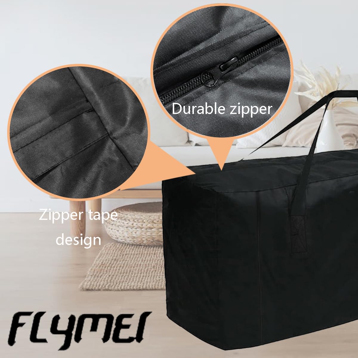 FLYMEI Outdoor Cushion Storage Bags 68 inch Waterproof Extra Large Patio Cushion Furniture Storage Bag with Handles for Patio Furniture Cushion, Aboveground Pools and Christmas Tree