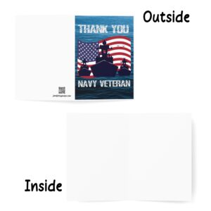 J&J'S TOYSCAPE US Navy Thank Cards, Veteran Appreciation Card for Navy Captain, Navy Service, Patriotic Thank You Card, 5x7 Card with Envelope, Blank Inside (Ocean Fleet)