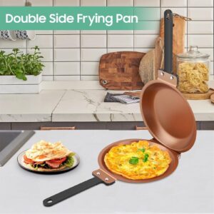 Laaway Flipmaster Pancake Pan, Flipmaster Pan, Double Sided Frying Pan Non Stick, Folding Breakfast Frying Pan for making toasts and omelettes(Green)