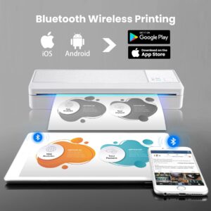 vretti Portable Printers Wireless for Travel, Wireless inkless Portable Printer with 304DPI, Portable Thermal Printer, Instant Printing, Inkless Printer for iOS&Android, Support US Letter&A4&B5