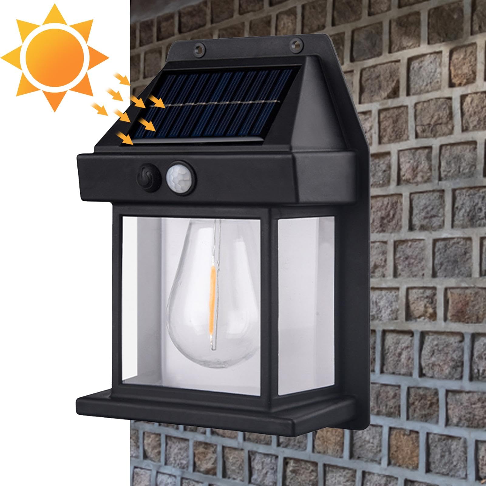 Outdoor Solar Sconce Lights - Waterproof Solar Security Light | Solar Powered Wall Lamp for Porches, Garages, Gardens, Patios