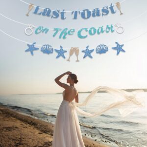 Last Toast On The Coast Bachelorette Party Decorations, Summer Blue Beach Pool Bridal Shower Diamond Ring Banner, Coastal Nautical Decor Supplies for Bride to be