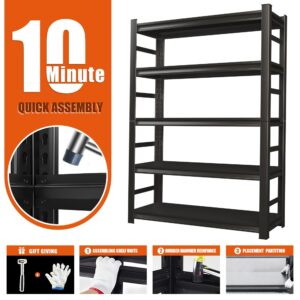 78"H/48"W Garage Shelving Unit and Storage-Easy Assembly Metal Shelves 5-Tier Rack|Heavy-Duty Adjustable Shelf|Steel Rust-Resistant Shelves for Industrial,Warehouse,Basement,Workshop Organization