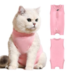 miaobarky cat recovery suit female to prevent licking scratching, kitten onesie for cats after surgery surgical abdominal wound with adjustable drawstrings, cat cone alternative