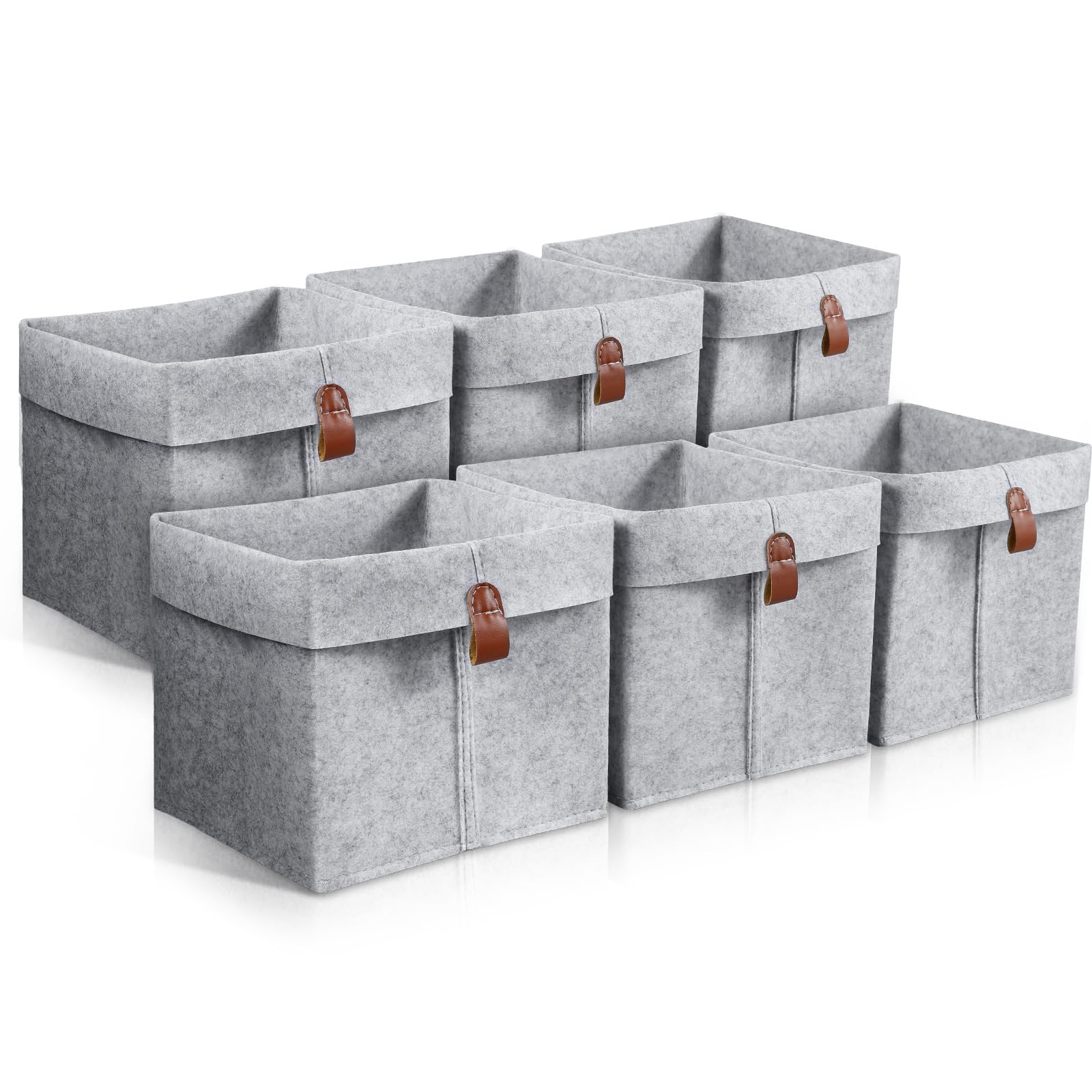 NEMTMCUA 6Pcs Storage Cubes, 9x9x10inch Felt Storage Cubes,Felt Fabric Cube Storage Bins,Cloth Cube Storage Bins,12L Foldable Fabric Storage Baskets Cubby for Organizing Clothes Toys (Light Grey)