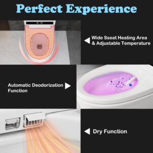 Lovinouse Smart Toilets Bidet, Modern Toilet and Bidets,Power Flush Self Cleaning Tankless Toilet with Bidet,One-piece for Bathrooms,Heated Seat,Water Sprayer & Dry,Foot Sensor Operation,White