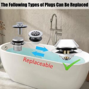 Anlige Bathtub Drain Stopper,Pop Up Tub Stopper Bottom with Drain Hair Catcher,Bathtub Plug and Cover with Strainer,Universal for 1.45 to 1.8in Drain Hole,Replaces Lift & Turn, Tip-Toe or Trip Lever