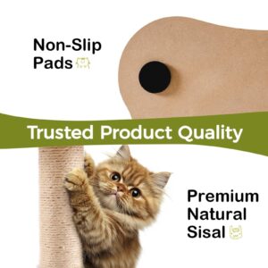 Mewoo Cat Scratching Post with Bed, Cat Tower with Cat Scratcher Post, Small Cat Tree for Indoor Cats, Sisal Cat Scratcher with Removable Cat Perch, Cat Ball Track and Kittens Toys (Green, Medium)