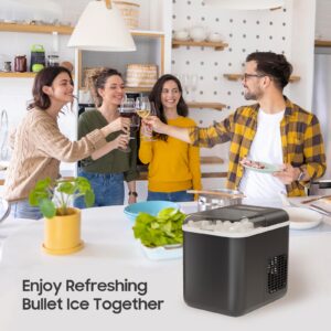 CSIHOP Nugget Smart Ice Maker Countertop, Portable Pebble Ice Maker with App, 9 Ice Cubes Ready in 6 Mins, 33lbs/24Hrs, Mini Ice Maker with Self-Cleaning Function, Ice Scoop, for Kitchen, Office, Bar