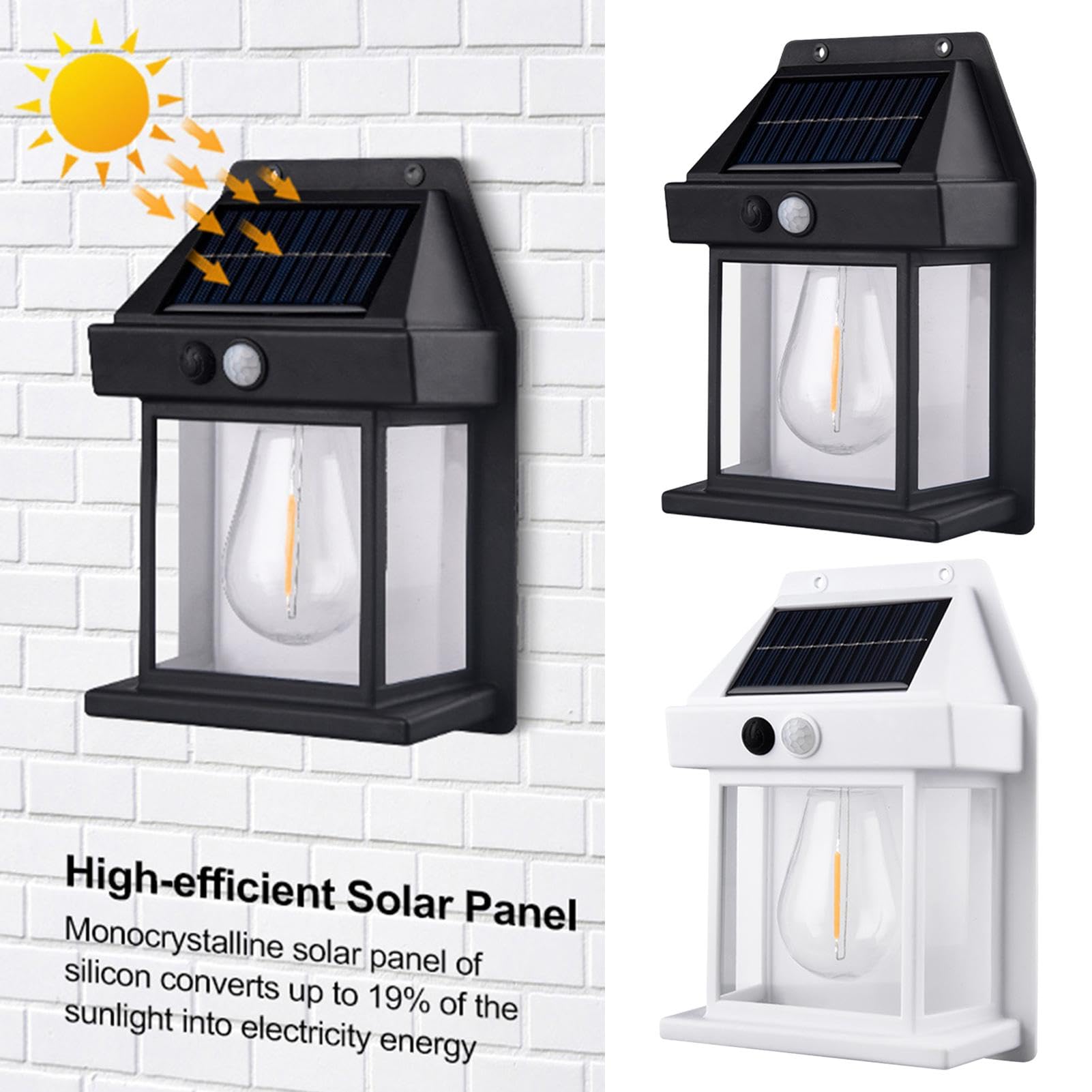 Outdoor Solar Sconce Lights - Waterproof Solar Security Light | Solar Powered Wall Lamp for Porches, Garages, Gardens, Patios