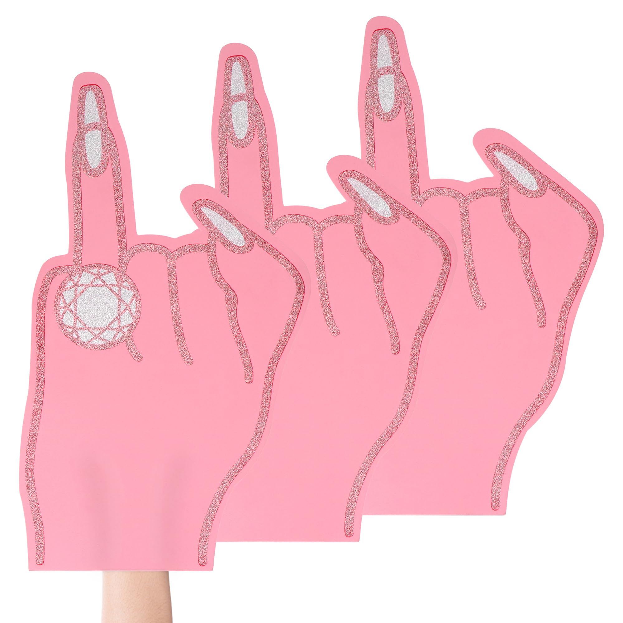 Biiange Engagement Ring Foam Finger, Bachelorette Ring Foam Finger, Pink Ring Foam, Foam Ring Finger Bachelorette Party, Bridal Engagement Carnival Party, Wedding Accessories Photo Props (3Pcs)